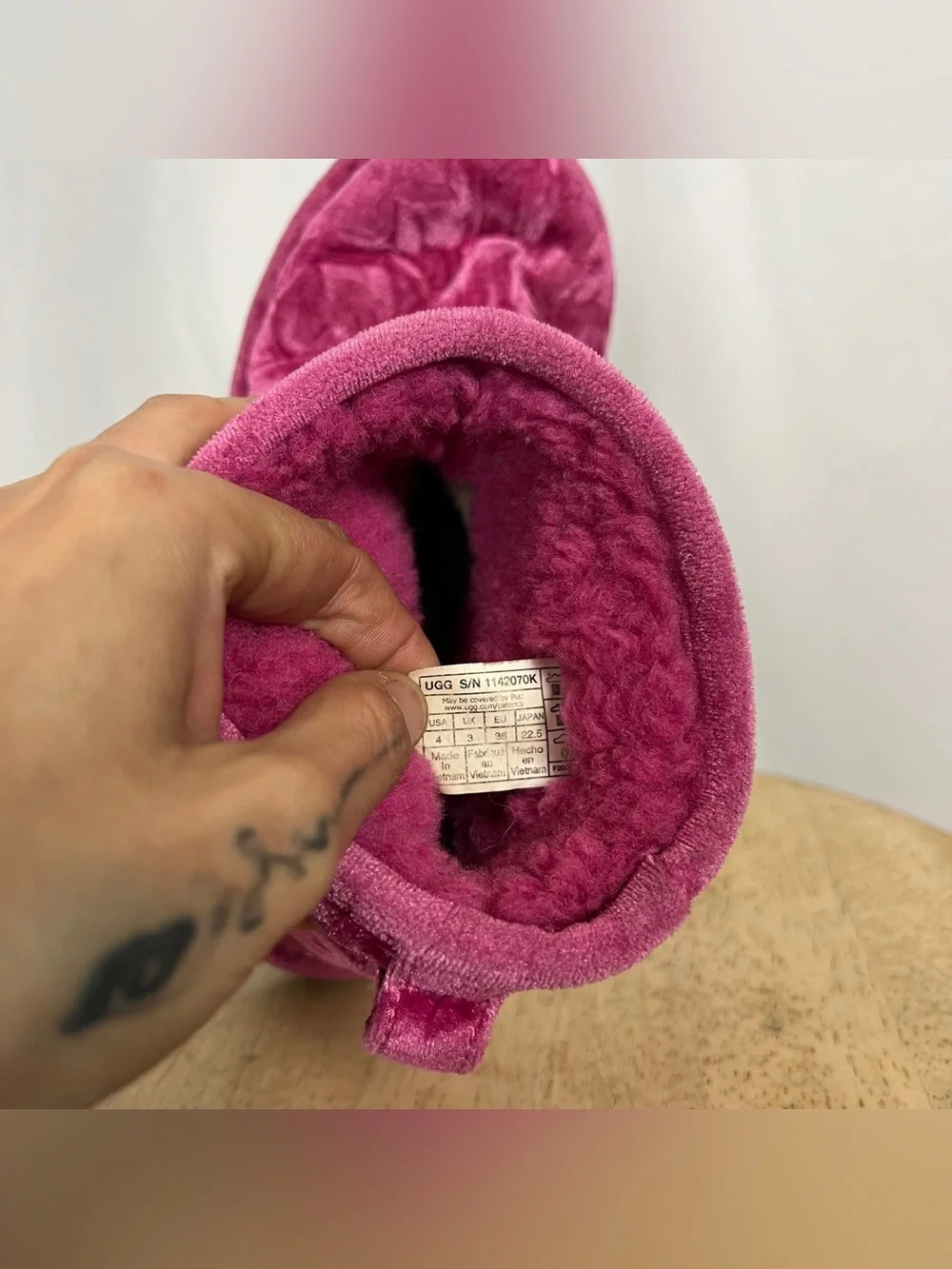 Ugg Classic Mini II Crushed Velvet Raspberry Sorbet Boots